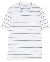 Brunello Cucinelli - Slub-textured Striped T-shirt - Lyst