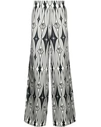 Amiri - Graphic-Print Wide-Leg Silk Trousers - Lyst