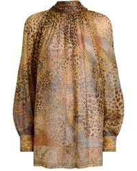 Etro - Silk Blouse With Silk Scarf And Paisley And Animal Motif - Lyst