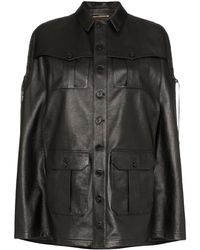 Saint Laurent Leren Jas Met Veterdetail - Zwart