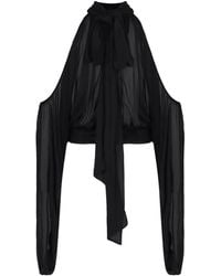 GIUSEPPE DI MORABITO - Ruched Draped Silk Blouse - Lyst