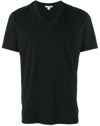 James Perse - Black V-neck Cotton T-shirt - Lyst