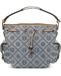 Tory Burch - T Monogram Drawstring Bucket Bag - Lyst