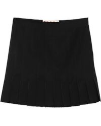 Marni - Pleated Wool Mini Skirt - Lyst