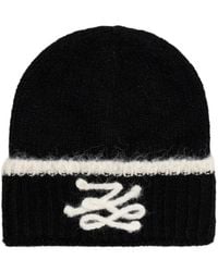 KARL LAGERFELD - Logo-Embroidered Ribbed Beanie Hat - Lyst