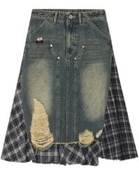 Musium Div. - Distressed Panelled A-Line Skirt - Lyst