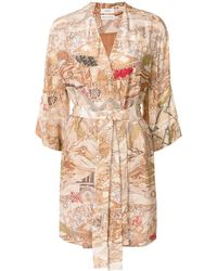 Chufy Uros Embroidered Short Robe - Orange