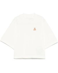 Palm Angels - Whit Crop T-Shirt With Iconic Teddy - Lyst