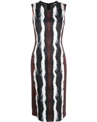Roberto Cavalli - Sleeveless Fur-print Midi Dress - Lyst