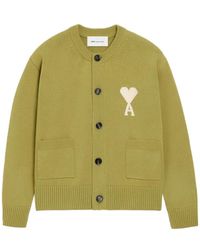 Ami Paris - Ami De Coeur Intarsia-Logo Cardigan - Lyst
