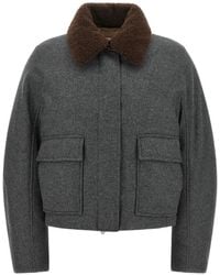 Brunello Cucinelli - Shearling-Collar Cropped Jacket - Lyst