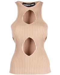 ANDREADAMO - Geripptes Stricktop Mit Cut-Out - Lyst