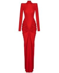 V:PM ATELIER - Adwa Padded-Shoulder Ruched Maxi Dress - Lyst