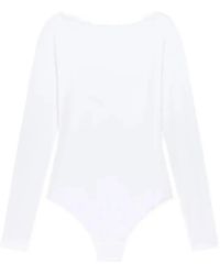 Another Tomorrow - Scoop-Back Long-Sleeve Bodysuit - Lyst