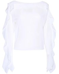 Alberta Ferretti - Ruffled Long-Sleeve T-Shirt - Lyst