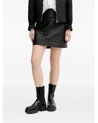 HUGO - Leren Mini-Rok Met Bloemenprint - Lyst