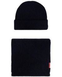 DSquared² - Ribbed-Knit Logo-Plate Scarf And Hat Set - Lyst