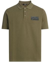 Balmain - Cotton Polo Shirt With Leather Vintage Label - Lyst