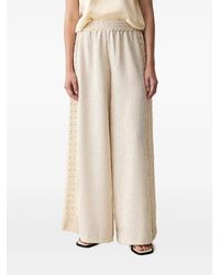 ViCOLO - Stripe-Pattern Lace-Trim Palazzo Pants - Lyst