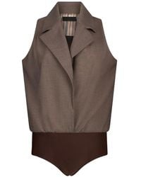 Liu Jo - Mélange Fabric Vest Bodysuit - Lyst