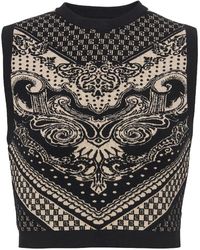 Balmain - Patterned Intarsia-Knit Crop Top - Lyst
