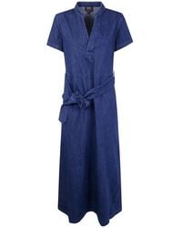 A.P.C. - Annelie Denim Midi-Jurk Met Ceintuur - Lyst