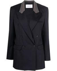 Fabiana Filippi - Contrast-Collar Double-Breasted Blazer - Lyst