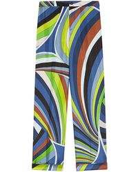Emilio Pucci - Logo-print Silk Flared Trousers - Lyst