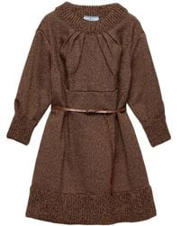 Prada - Mouliné Wool Mini Dress - Lyst
