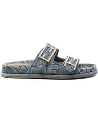 Fendi - Feel Ff Jacquard Velvet Slides Shoes - Lyst
