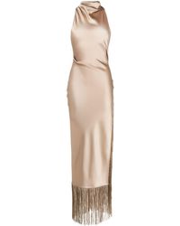 Nanushka - High-neck Fringed Evening Dress - Lyst