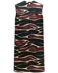 Marni - Viscose Dress With Crimson Flow Print - Lyst