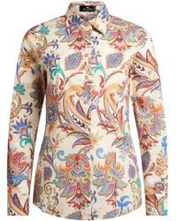 Etro - Floral-Print Poplin Shirt - Lyst