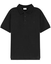 Saint Laurent - Cassandre-Embroidered Piqué Polo Shirt - Lyst