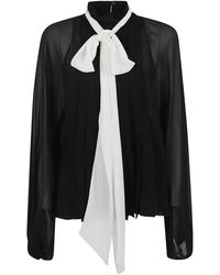 Giambattista Valli - Pleated Tie-Detail Blouse - Lyst