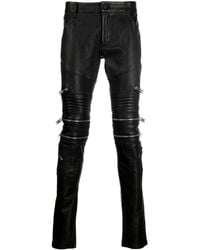 Philipp Plein - Zippered Leather Biker Trousers - Lyst