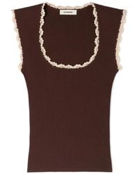 Sandro - Top Mit Spitzenborte - Lyst