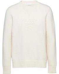 Prada - Pull En Cachemire À Logo Brodé - Lyst
