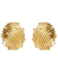 Oscar de la Renta - Shell Pearl Clip-on Earrings - Lyst