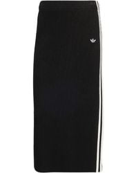 adidas - Ribbed Striped Midi Straight Skirt - Lyst