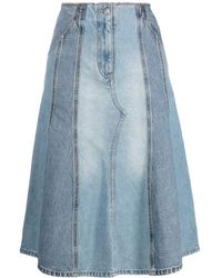Victoria Beckham - Deconstructed Denim Midi Skirt - Lyst