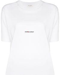 Saint Laurent - T-shirt Aus Baumwoll-jersey Mit Print - Lyst