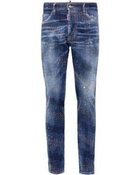 DSquared² - Slim-Fit-Jeans Mit Farbklecksen - Lyst