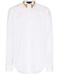 Versace Baroque Detail Collar Shirt - White