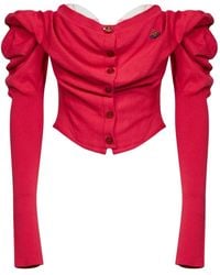 Vivienne Westwood - Off-Shoulder Orb-Embroidered Sweater - Lyst