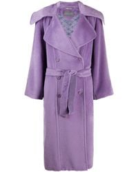 Alberta Ferretti Belted Double-breasted Coat - Purple