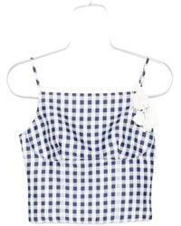 Self-Portrait - Gingham Floral-Embellished Top - Lyst