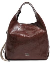 Bimba Y Lola - Medium Mocha Shiny Leather Paper Bag - Lyst