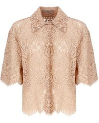 D.exterior - Lace-Pattern Short-Sleeved Shirt - Lyst