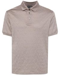Emporio Armani - Monogram-jacquard Cotton Polo Shirt - Lyst